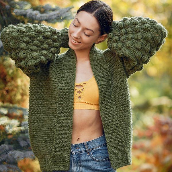 Serena Drape-Front Knit Cardigan